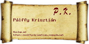 Pálffy Krisztián névjegykártya